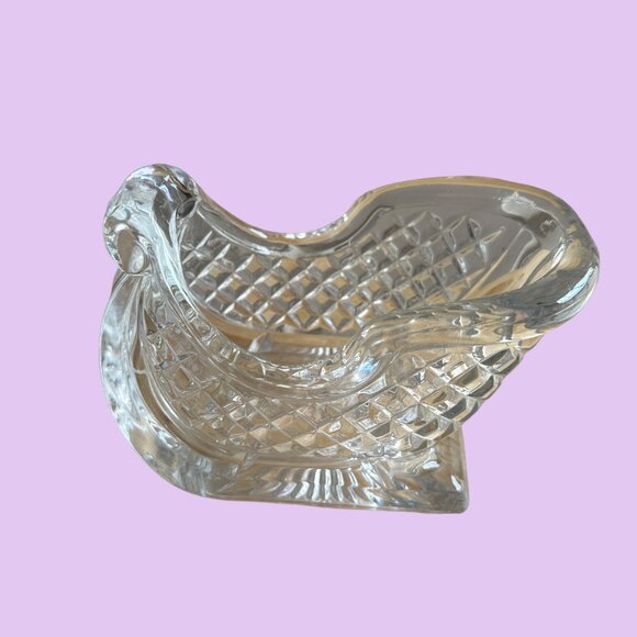 90S Vintage Lead Crystal Decorative Christmas Sleigh Candy Vase - Picture 3 of 9